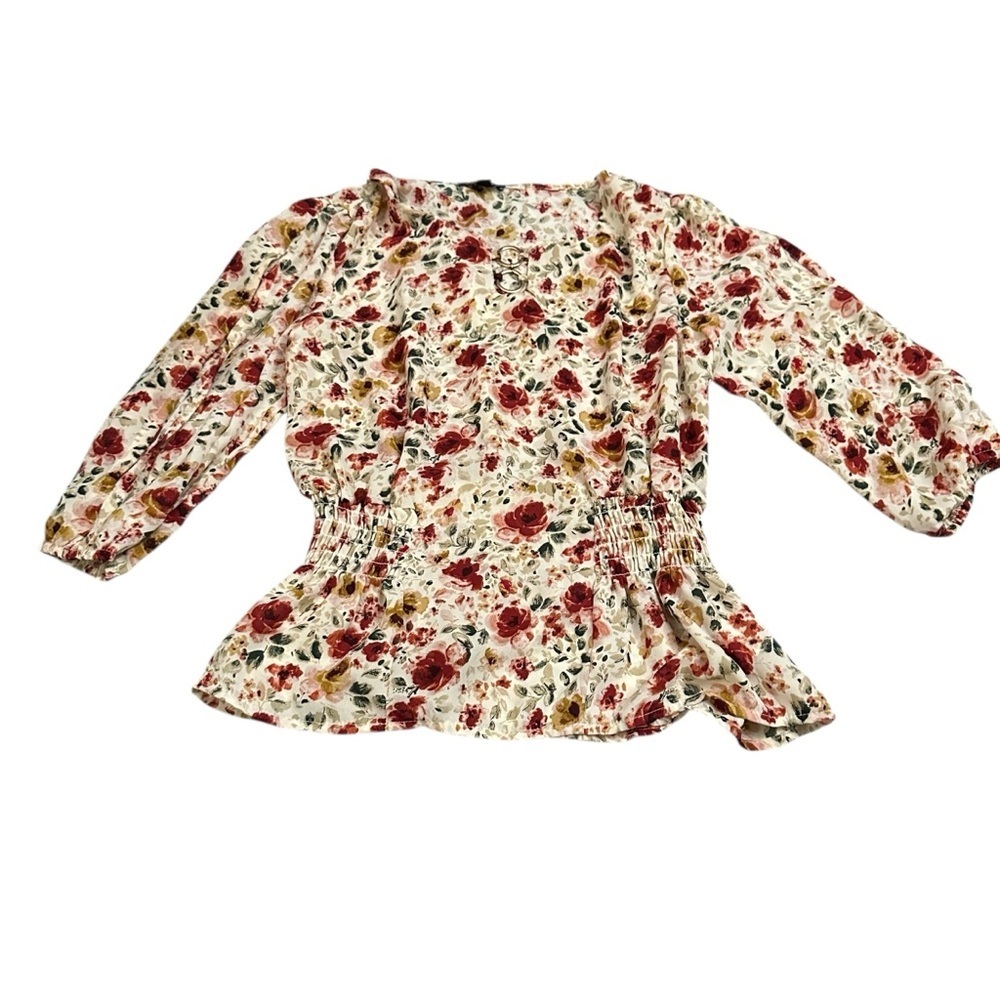 AUW Floral Blouse - Red, Yellow, Green